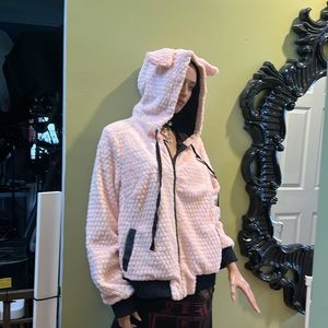 MAKE ME PURR PINK JACKET XL baby pink Cat ear Jacket nwt Jawbreaker